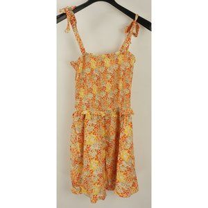 New 19 Cooper Women's Size S Cream Orange Red Yellow Floral Smocked Mini Dress